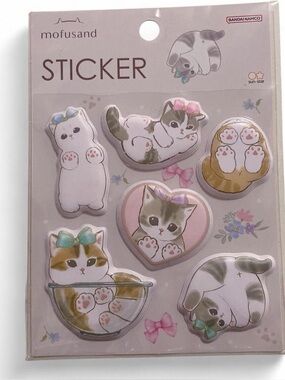 Mofusand Cat Puffy Sticker Pack - Pastel Pink & Multicolor